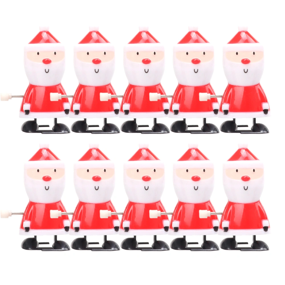 10pcs Christmas Walking Props Santa Claus Clockwork Toys Model Wind-up Toys Party Favors Party Supplies Gift for Kids