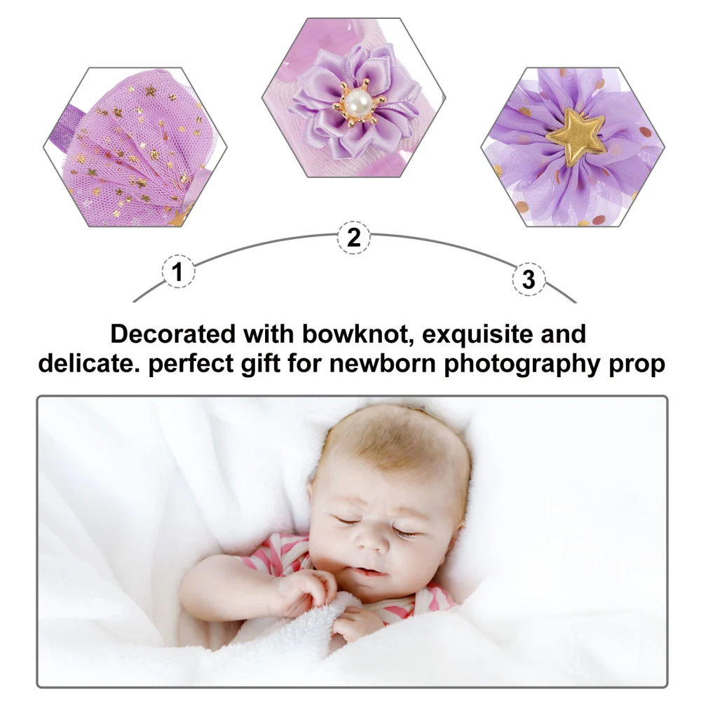 3pcs Lovely Newborn Photography Props Baby Gifts Socks Lace Headbands Sets