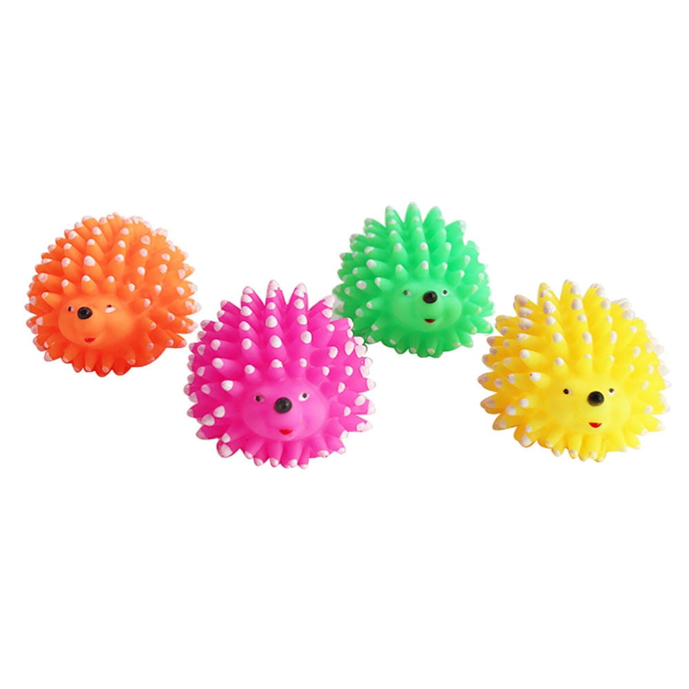 4pcs Creative Little Hedgehog Playing Toys Funny Pet Chew Toy Pet Sound Toy (Random Color)