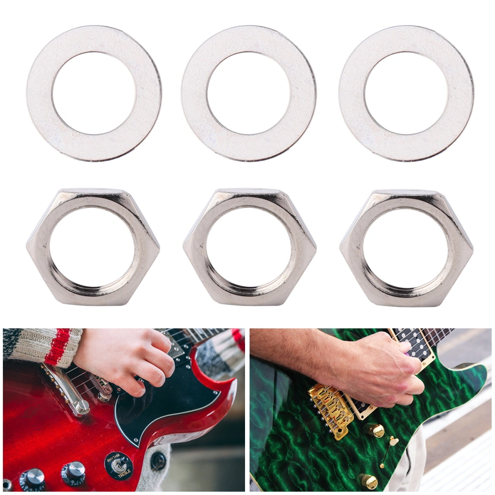 40pcs Guitar Nut Gasket Potentiometer Nut and Gasket Small Metal Electric Guitar Parts for Home Store (M8 Style)