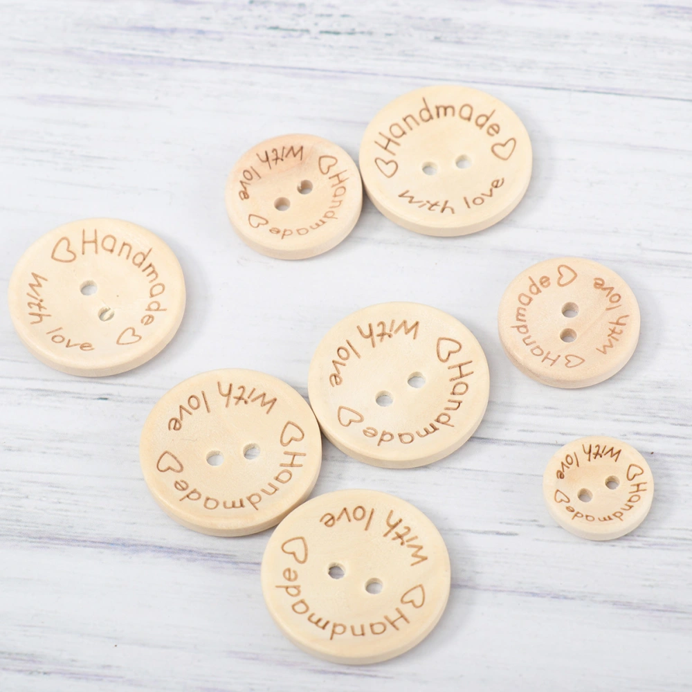 150pcs 2 Holes 15-25mm Diameter Buttons Wooden Bowl Shaped Fastener Carving Buttons Sewing Tools