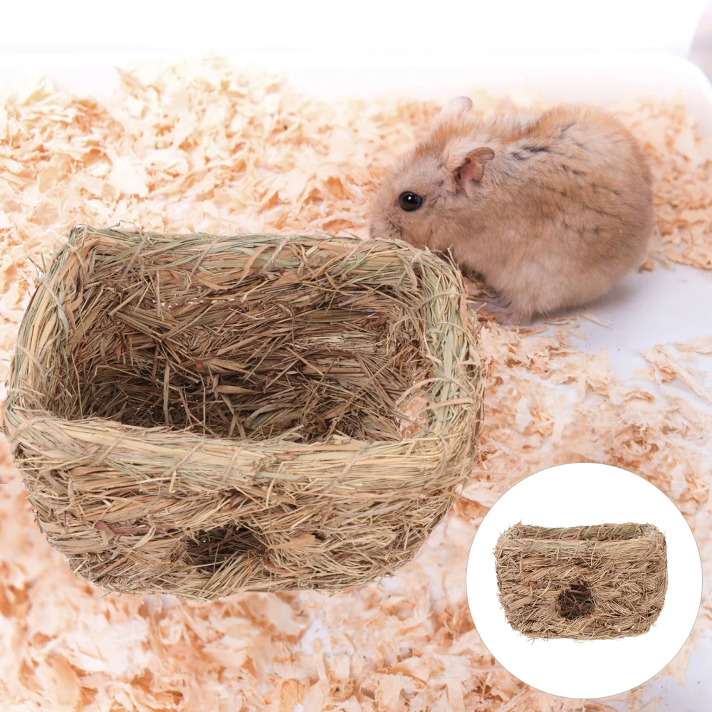 1pc Straw Woven Rabbit Nest Pet Sleeping Nest Decorative Pet House Hamster Nest