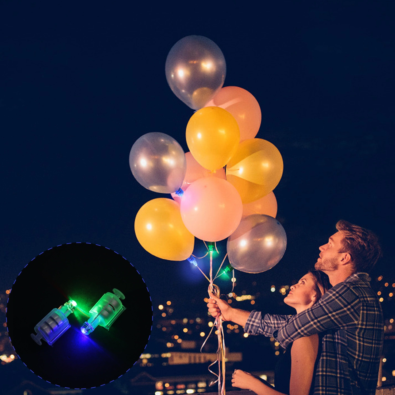50Pcs Balloon Lights LED Lights Paper Lanterns Lights Blinking Light (Colorful)