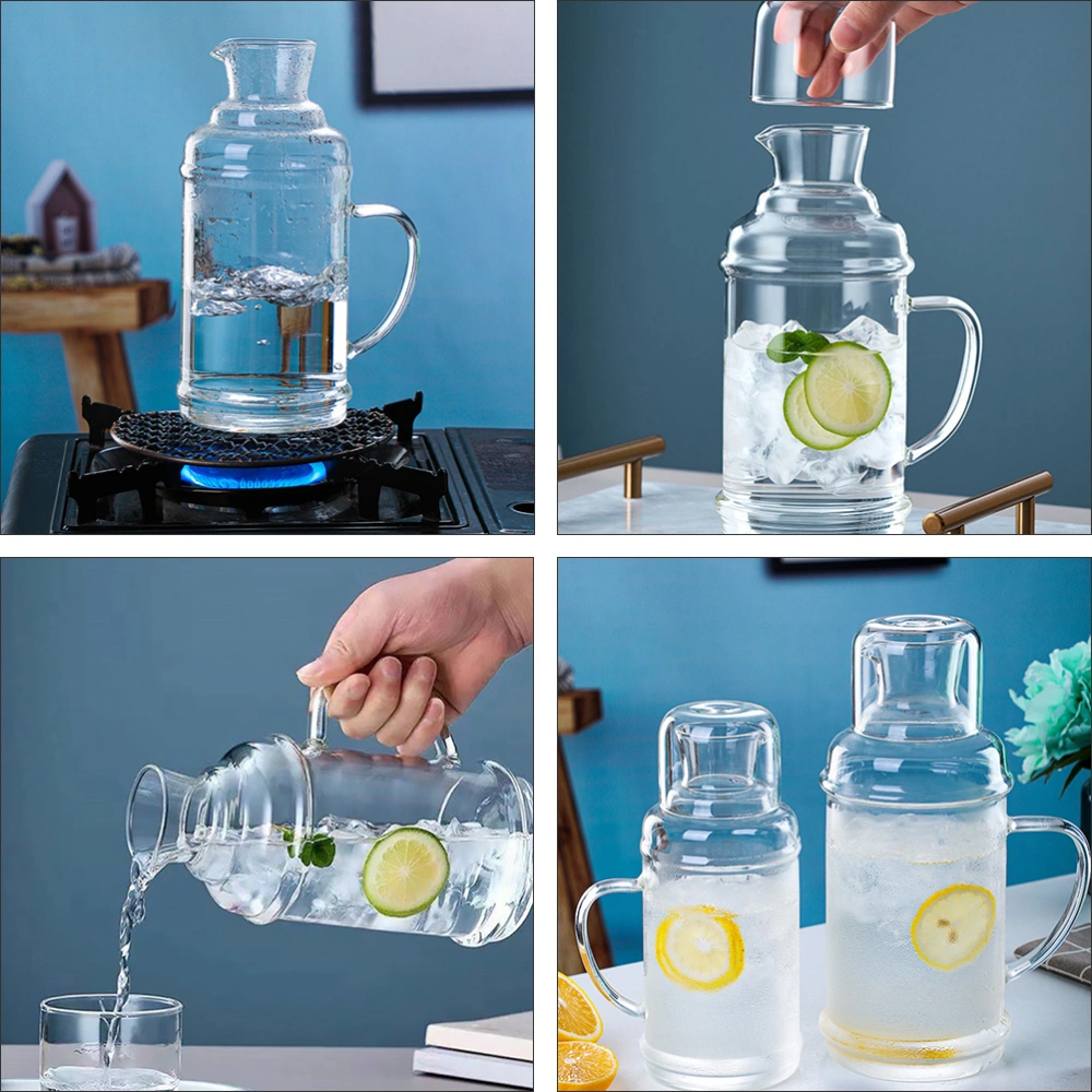 1 Set Glass Water Kettle Transparent Water Jar Cold Resistant Water Bottle for Home Office