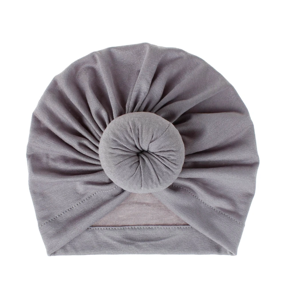 Knitted Cotton Cloth Baby Hat Doughnut Beanie Solid Color Headwear for Infant Toddler (Light Grey)