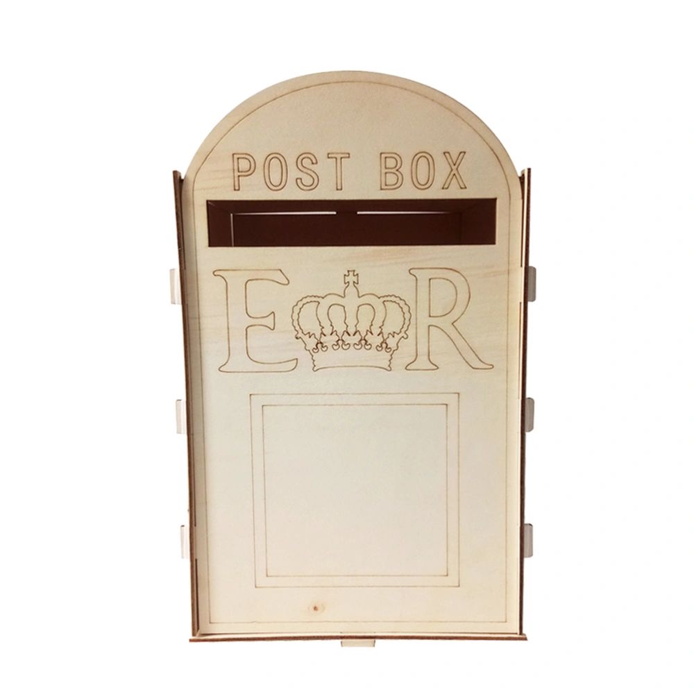 Wedding Wooden Post Box Rustic Mailbox Gift Holder Craft Ornaments Wedding Party Supplies (With a Key)