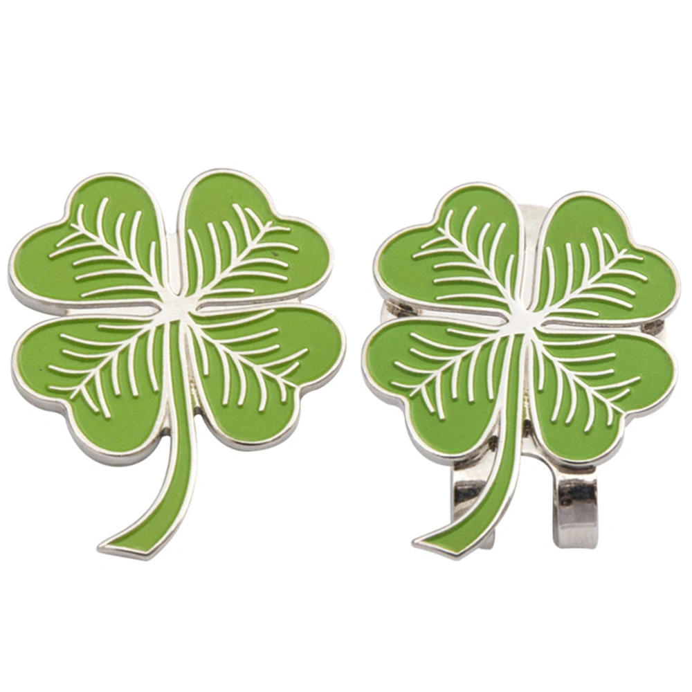 2 Pcs Lightweight Alloy Magnetic Ball Markers Hat Clip Four-Leaf Clover Magnetic Accessories