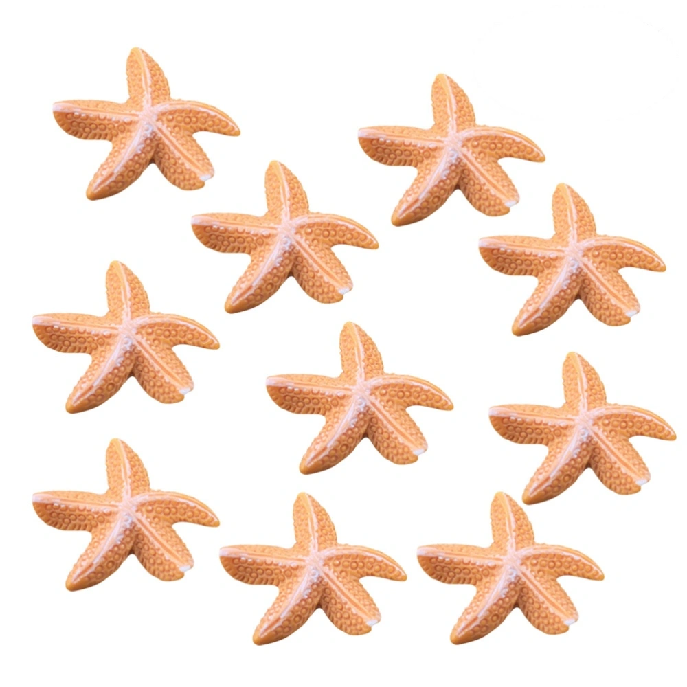 10PCS Small Sea Star Stimulation Mediterranean Style Resin Micro Landscape Creative Decoration(Yellow)