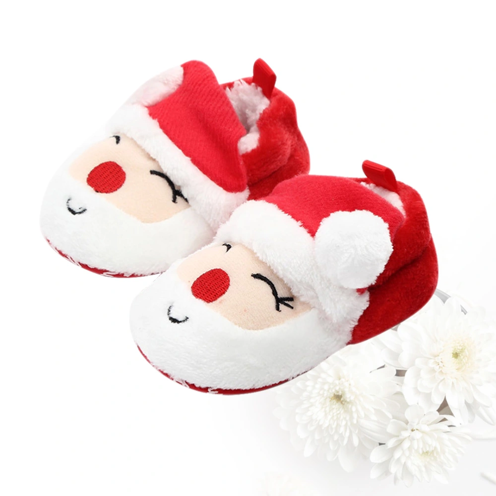 11cm 1 Pair of Snowman Shape Baby Socks Shoes Autumn Winter Thick Warm Non-slip Rubber Flooring Anti-odor Shoes Festival Gifts for Baby Infant Toddler Red and White