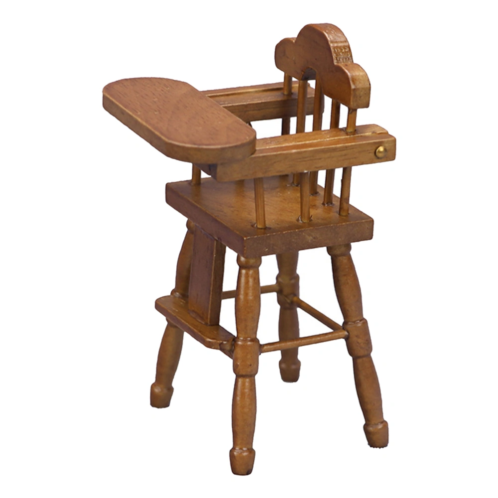 1PC Mini House Furniture Wood Baby High Chair Model Mini House Decoration