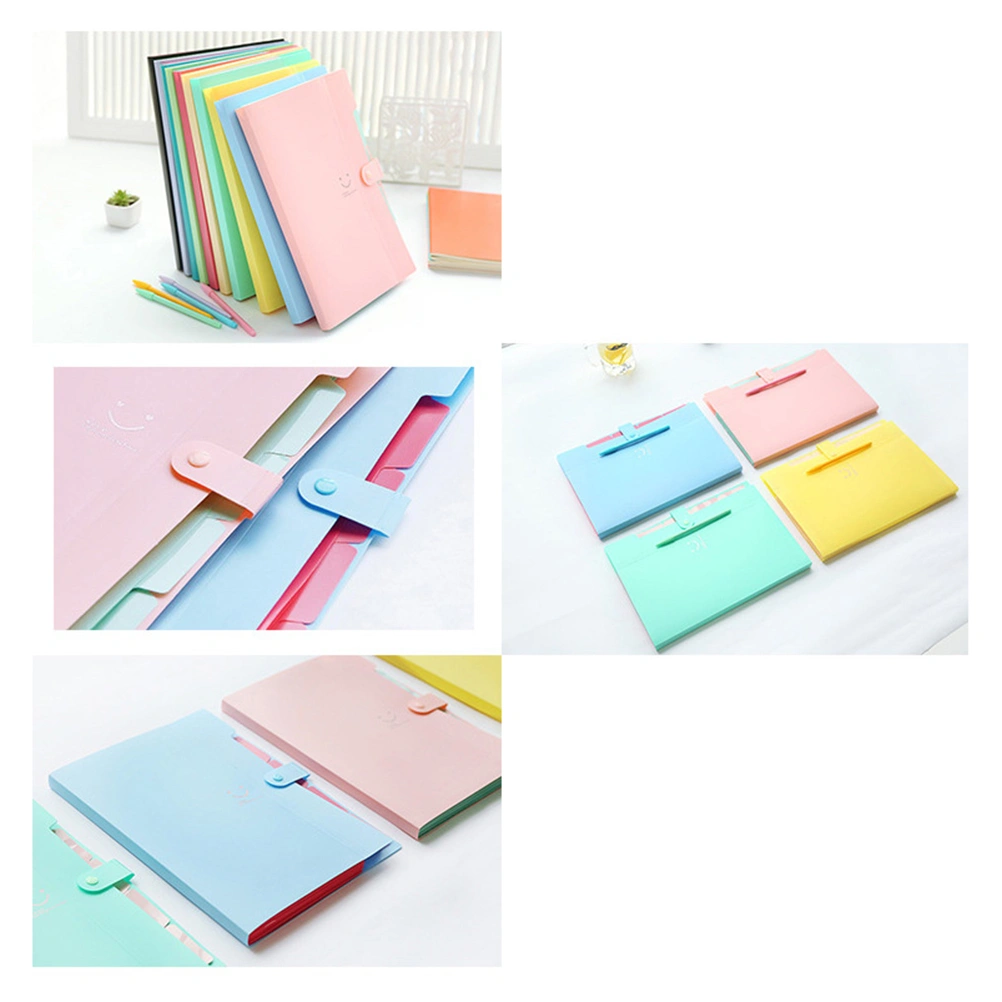5 Pockets Plastic Expanding File Folders A4 Letter Size Snap Closure Accordion Folder Paper Document Organizer Set (Black)