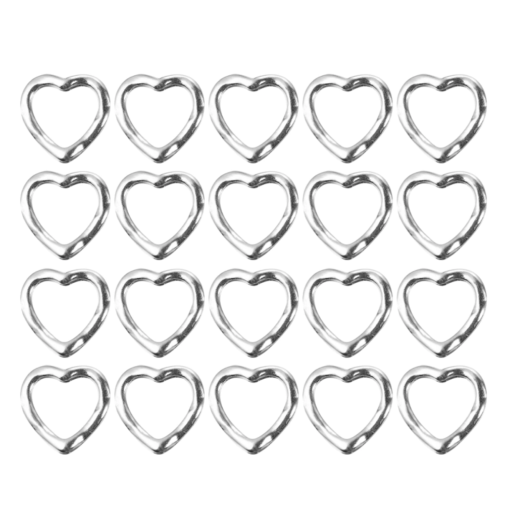 50 Pcs Zinc Alloy Vintage Tibetan Metal Spacer Beads Small Heart Shape Pendants Charms for Jewelry Making Art Craft (Silver)