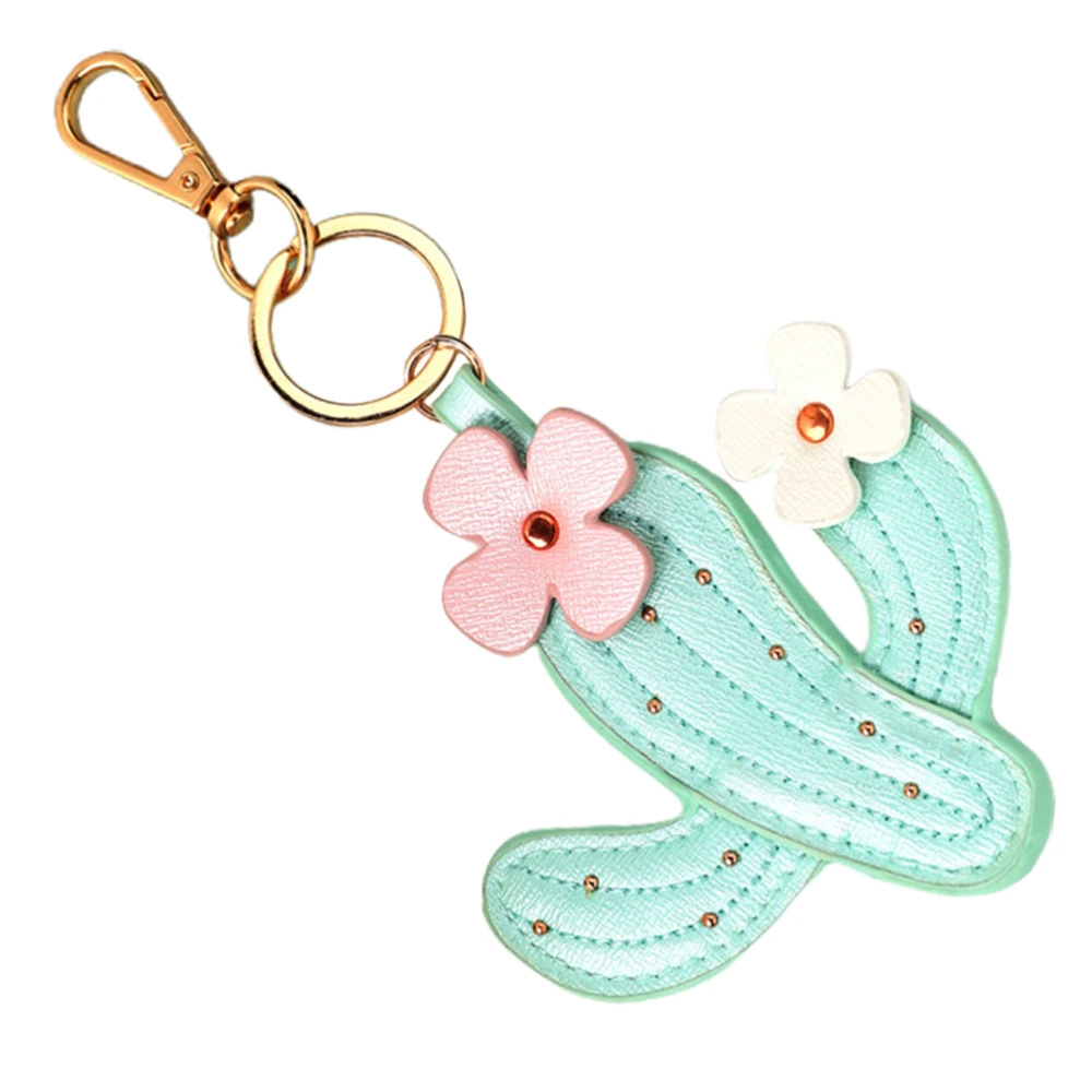 Cactus Flower Keychains Lovely Key Holder Chic Key Ring Key Decoration Small Gift for Women Girls (Green)