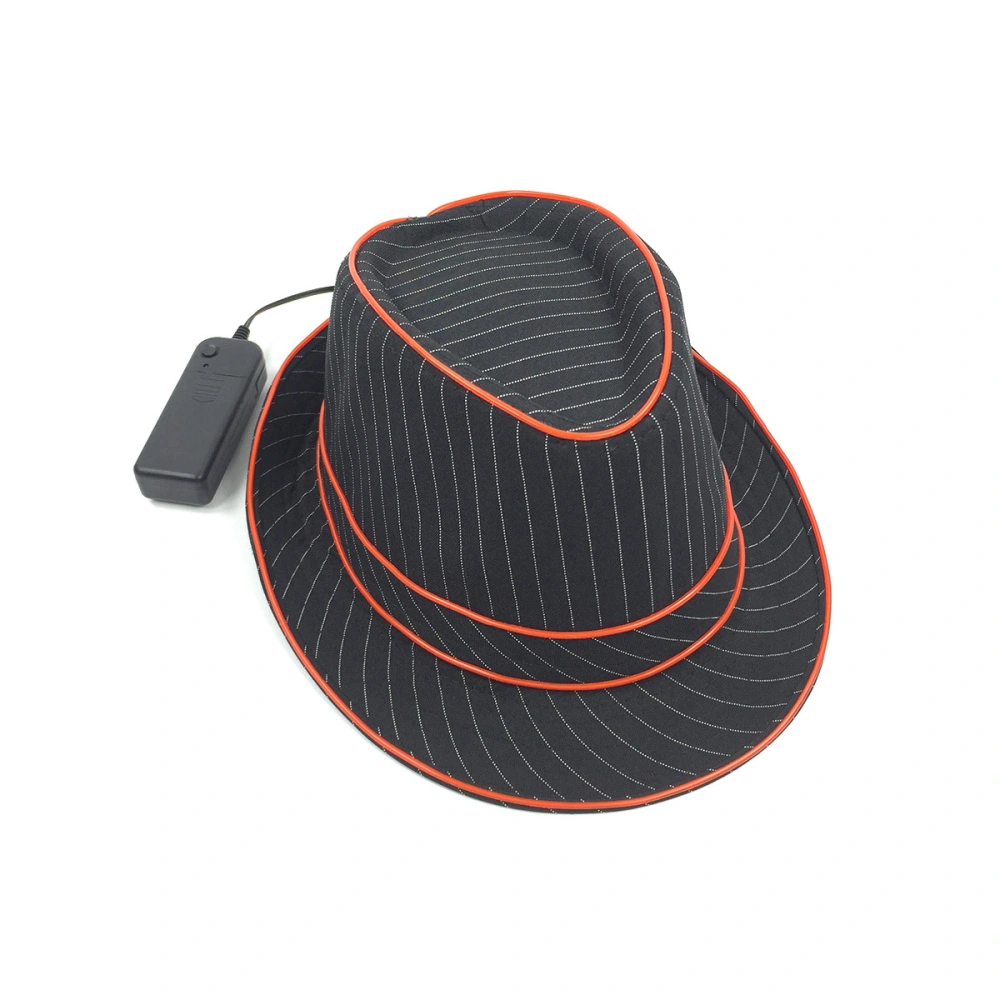 1.5V LED Jazz Hat Flashing Fedora Falshing Stage Performing Halloween Fancy Dress Party (Orange Light)