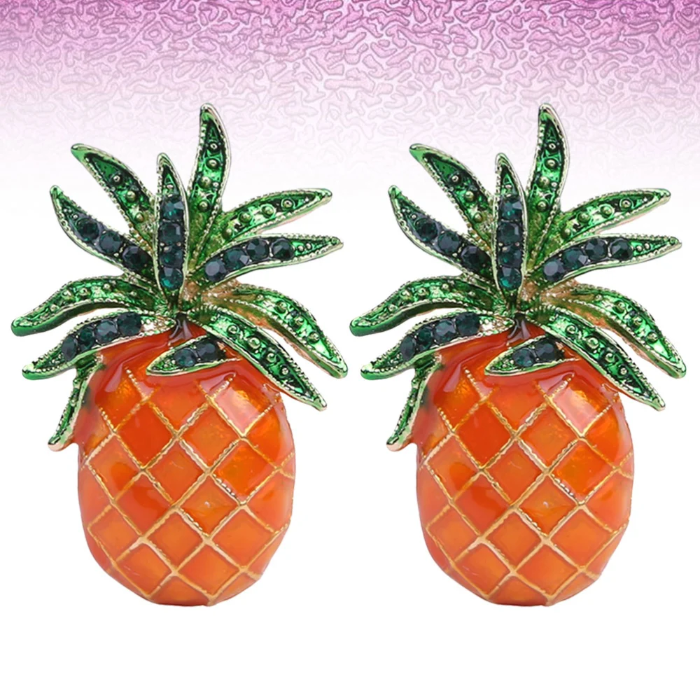 2pcs Hawaii Pineapple Brooch Fashion Brooch Pin Women Girls Clothes Brooch Beautiful Dress Clip