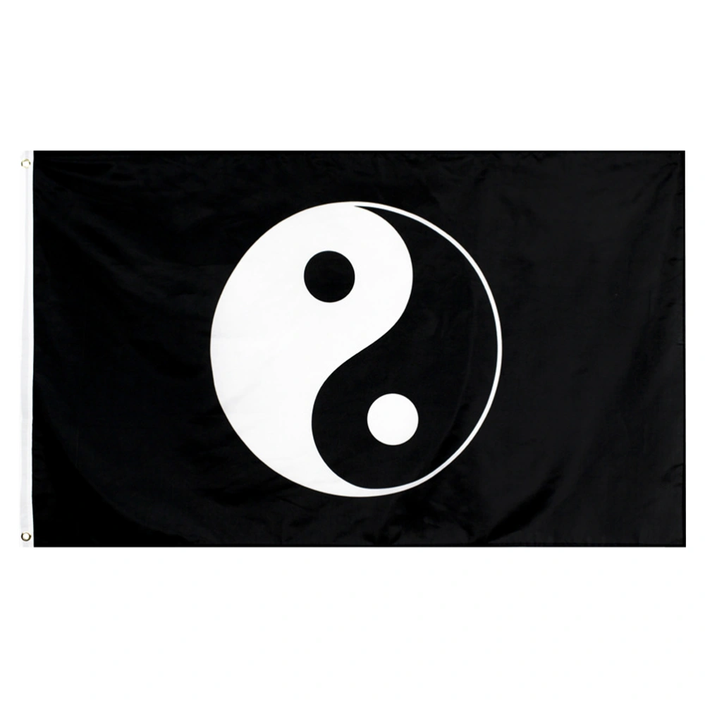 1 Pc Religious Flag Tai Chi Banner Yin Yang Fish Flag Hanging Ornament (Black)