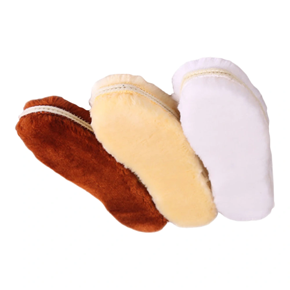 3 Pairs Winter Warm Insoles Thicken Shoe Pads Fashion Plush Shoe Pads Simulation Wool Insoles (Size 44 Random Color)