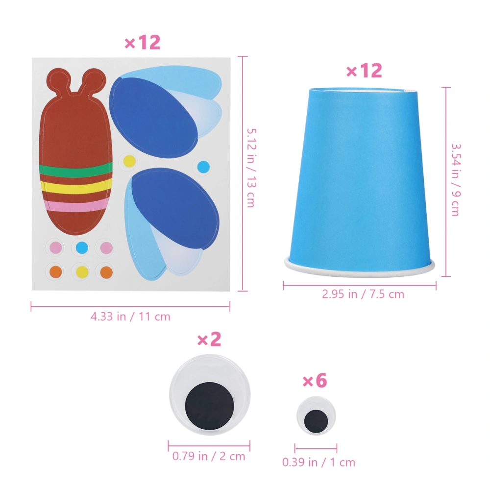 NUOBESTY 24Pcs Creative Children Handmade Paper Cup Stickers Disposable Colorful Paper Cup Children Toys