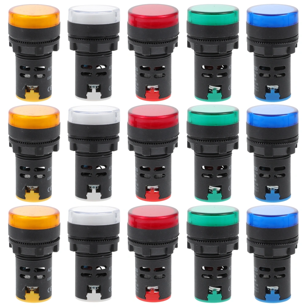 15pcs Round Indicator Lights  LED Indicator Pilot Signal Lamp 22mm Signal Lights