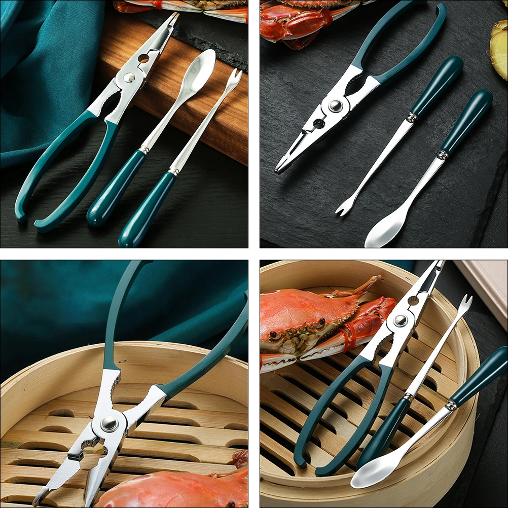 1 Set 3Pcs Crab Lobster Tools Seafood Shell Spoon Scissors (Assorted Color)