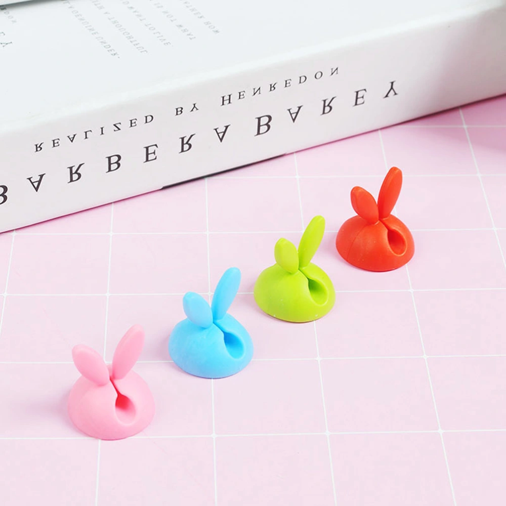 8pcs Rabbit Ears Shape Cable Clips Self Adhesive Cord Organizer Wire Holders Management for Home Office (Random Color)