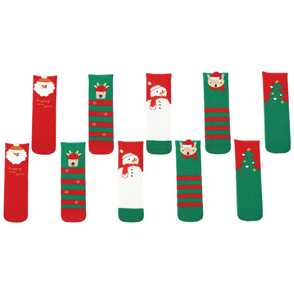 5Pairs Christmas Cartoon Socks Children Lovely Socks Creative Cotton Socks