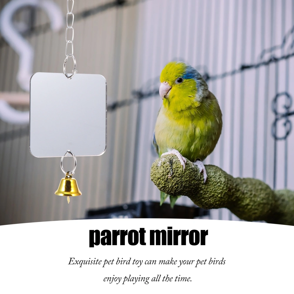 Parrot Bird Mirror Bell Pet Bird Toy Hanging Mirror Pet Cage Toy Accessory