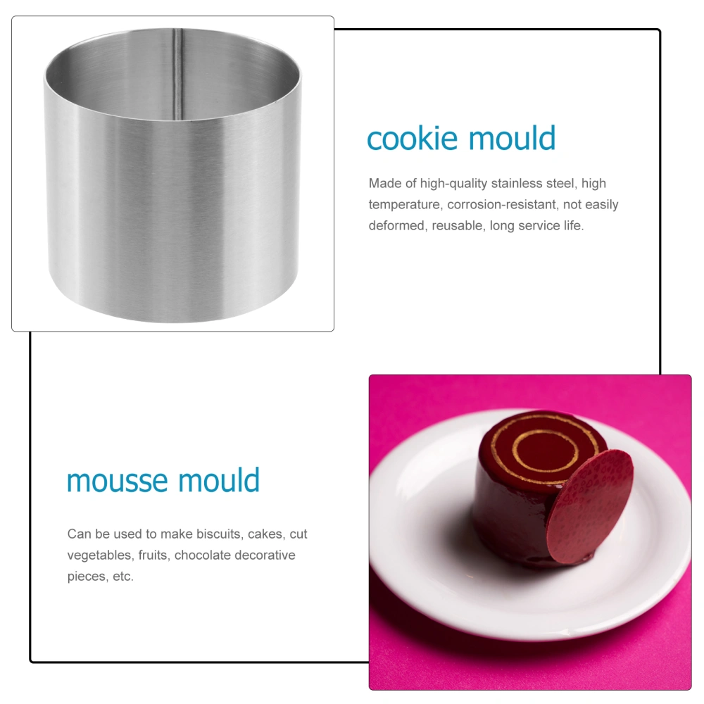 4pcs 6*6*5cm Circular Stainless Steel Mousse Ring Cake Cookie Baking Mold Stainless Steel Biscuit Mould for Baking