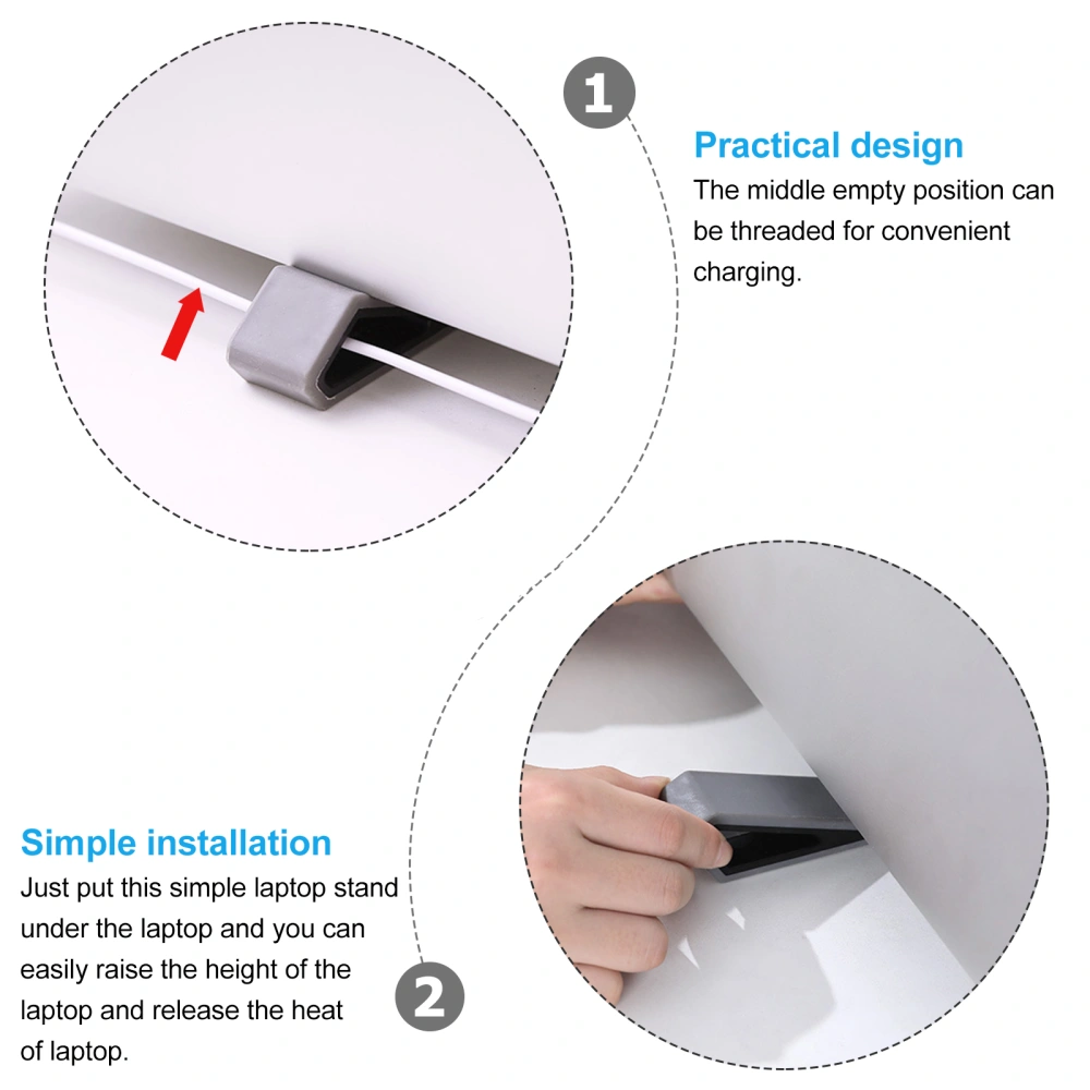2Pcs Notebook Computer Heightening Stand Laptop Adjustable Support Mini Radiator (Black and Grey)