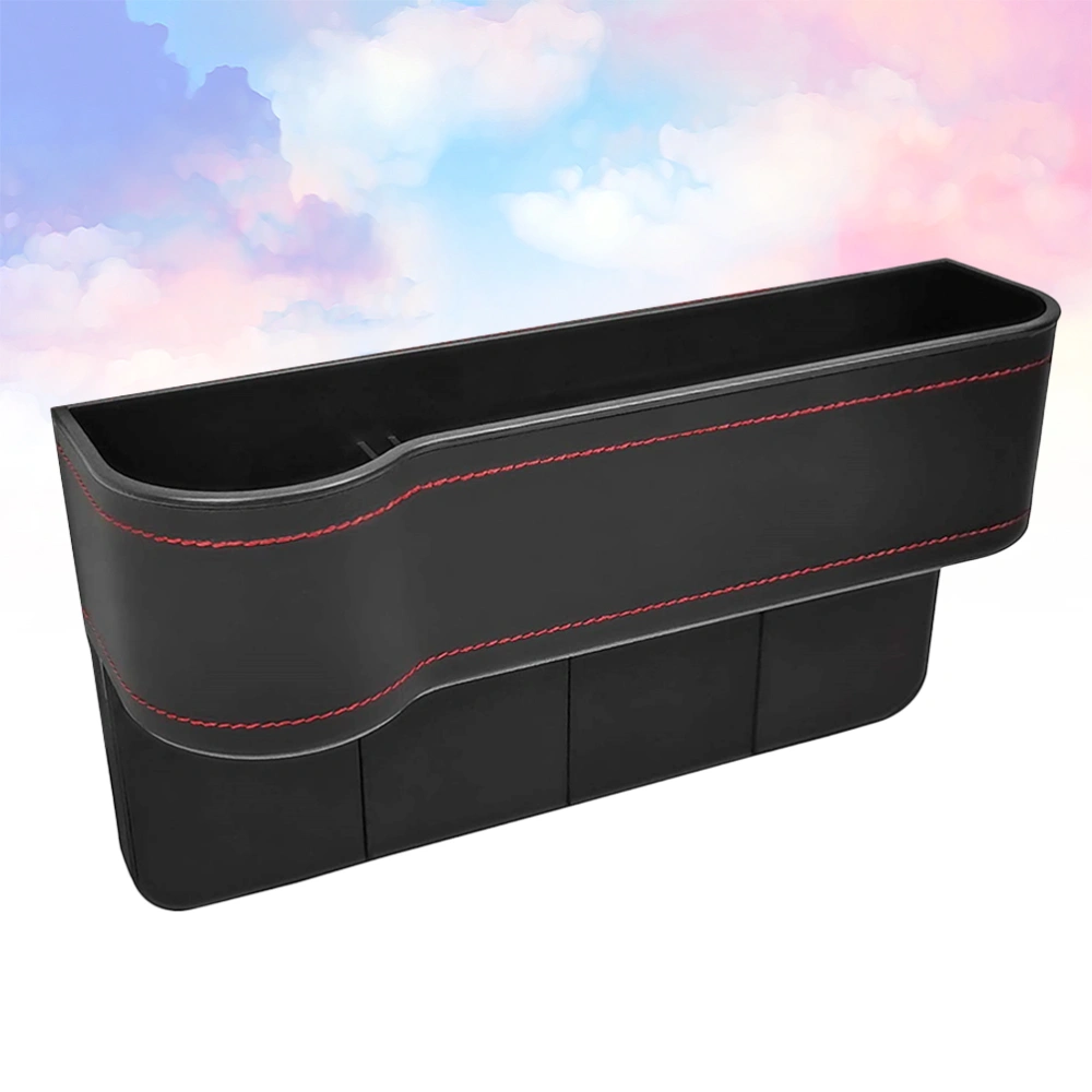 1 Pc Multifunctional Car Seat Gap Storage Box Leather Case Car Seat Side Slit Container Organizer Pocket (Black)