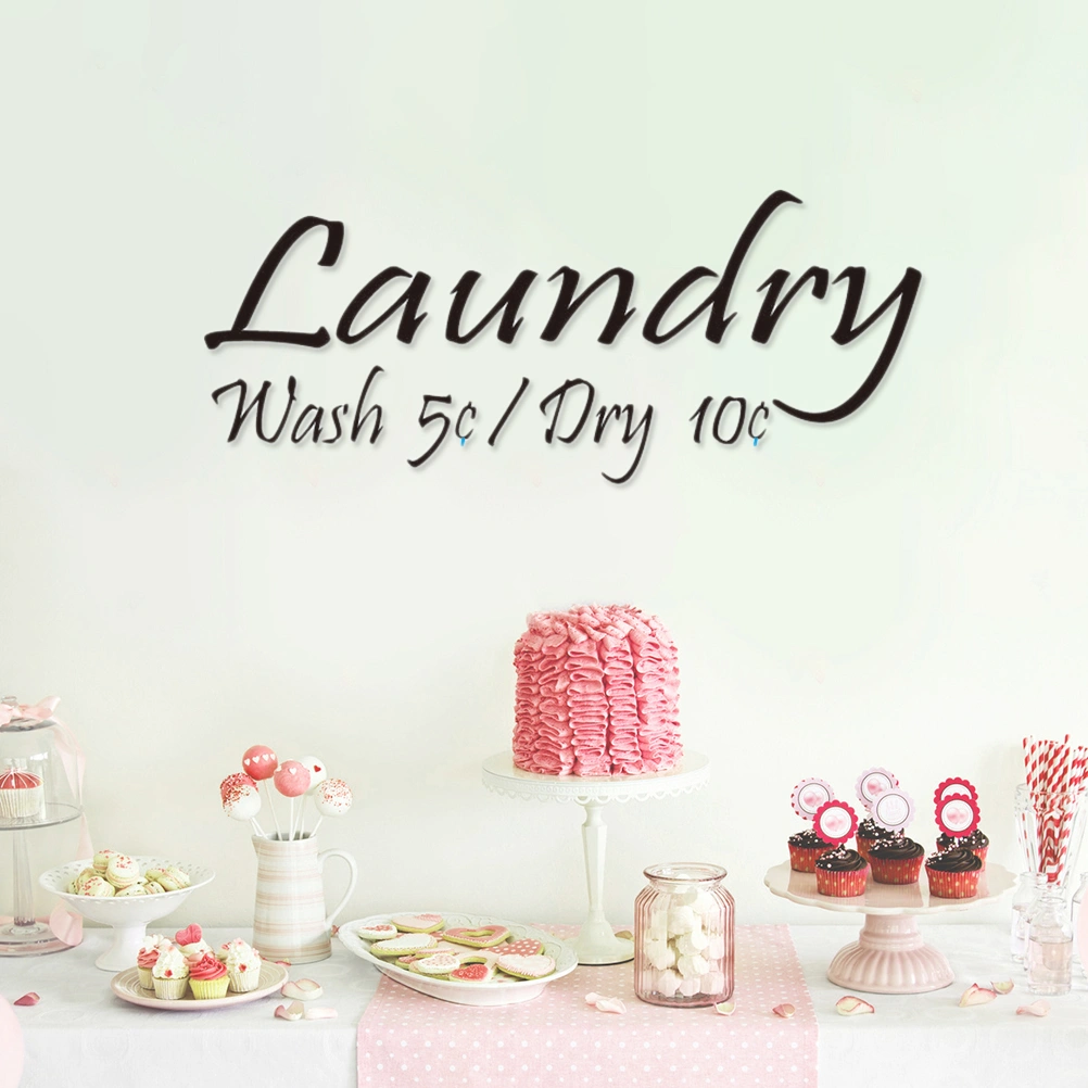 Laundry Room Wall Decor Sticker DIY Removable Waterproof Vinyl Wall Decal Home Decoration