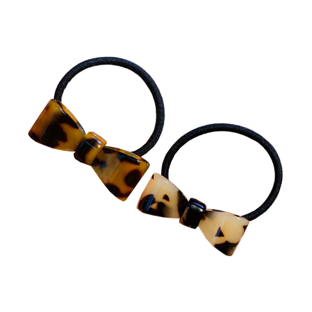 2pcs Fashion Hair Ties Leopard Bowknot Hair Loop Beautiful Hair Ring for Woman Girl (Dark Leopard and Light Leopard)