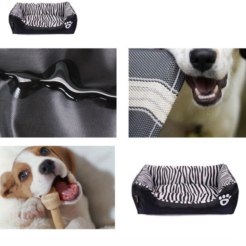 Zebra Pattern Pet Bed Autumn and Winter Warm Pet Dog Bed Cushion Cosy Cat House Mat Size M