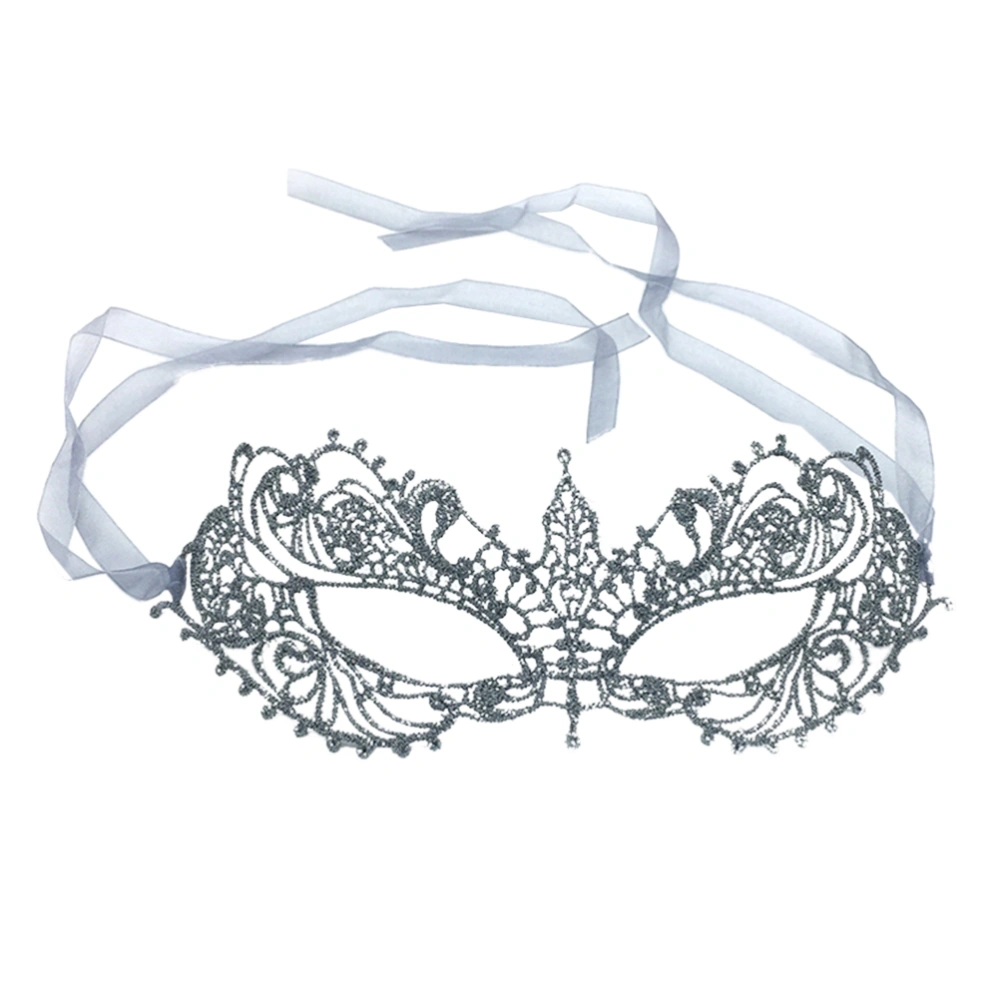 Women's Classic Goddess Venetian Masquerade Lace Eye Mask Half Face Mask for Halloween Party(Silver)