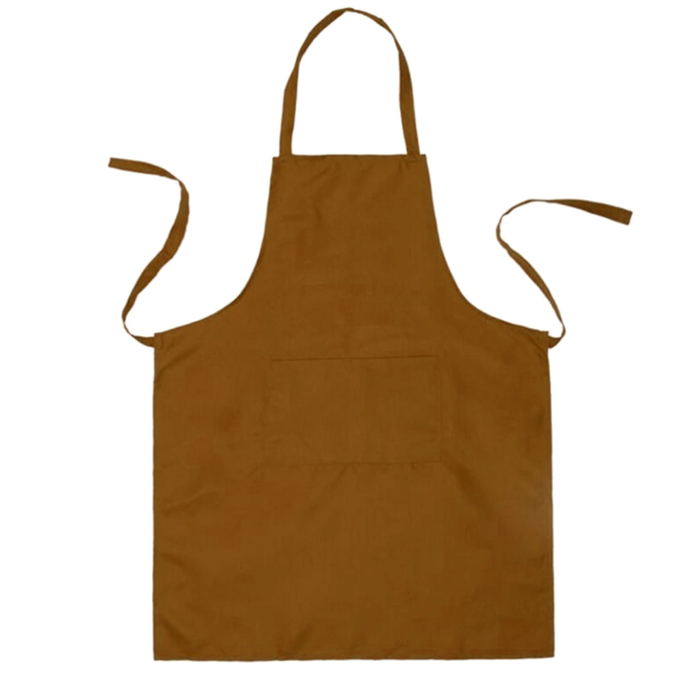 Pure Color Neck Strap Bib Apron Waterproof Restaurant and Home Kitchen Apron 60x70cm (Coffee)