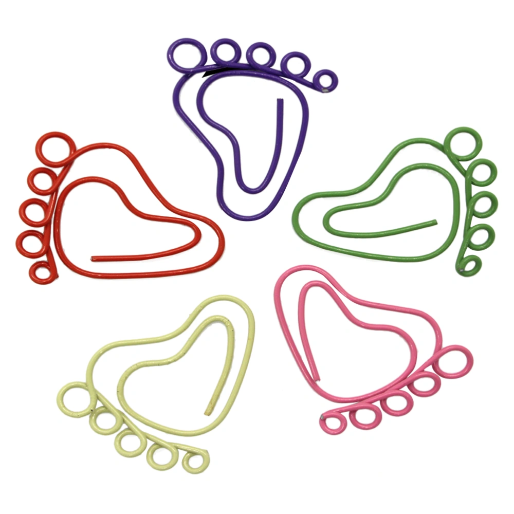 24Pcs Lovely Little Feet Shaped Photo Clips Paper Clips Creative Note Clips Paper Pin for Party Gift Office (Random Color)