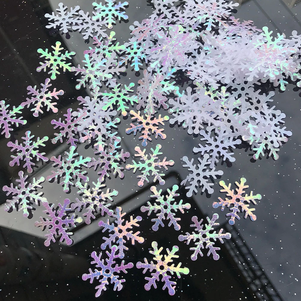 2 Bags 600pcs Christmas Snowflake Pieces Christmas Party Snowflake Confetti