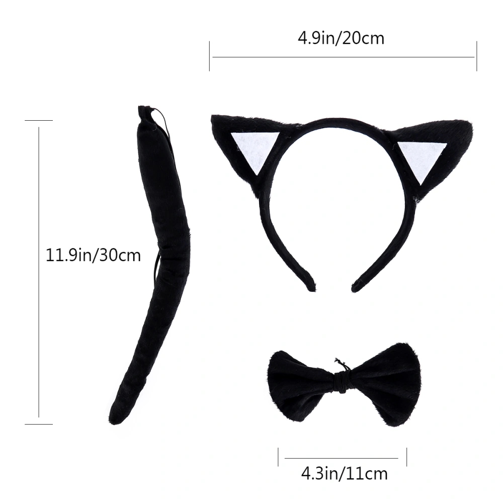 3 Pcs/set Baby Kids Cartoon Cat Ear Headband Bow Tie and Tail for Costume Party