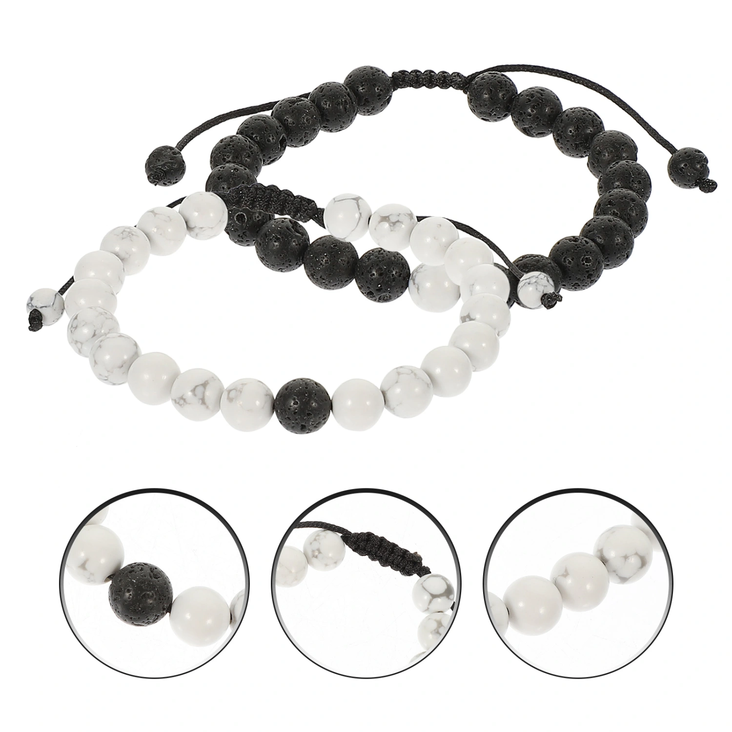2Pcs Decorative Beads Bracelets Wear-resistant Chakra Bracelets Couple Beaded Bracelets