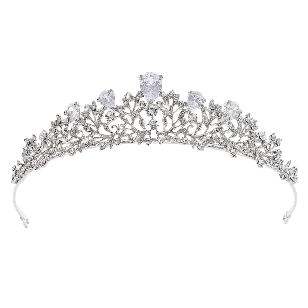 Zircon Crown Hair Band Hair with Artificial Rhinestone Wedding Bridal Headpiece Hair Accessories Wedding Dress Accessories for Women(White Rhinestone + White Zircon)