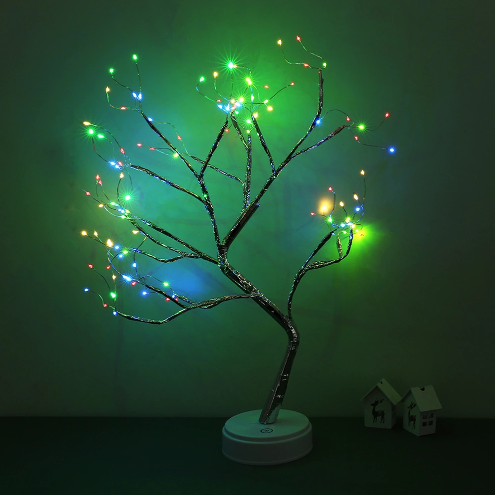 108 LED Simulation Tree Shaped LED Lights Maiden Style Copper Lamp Luminous Device Home Decor Desk Ornaments Lights without Battery(Colorful)