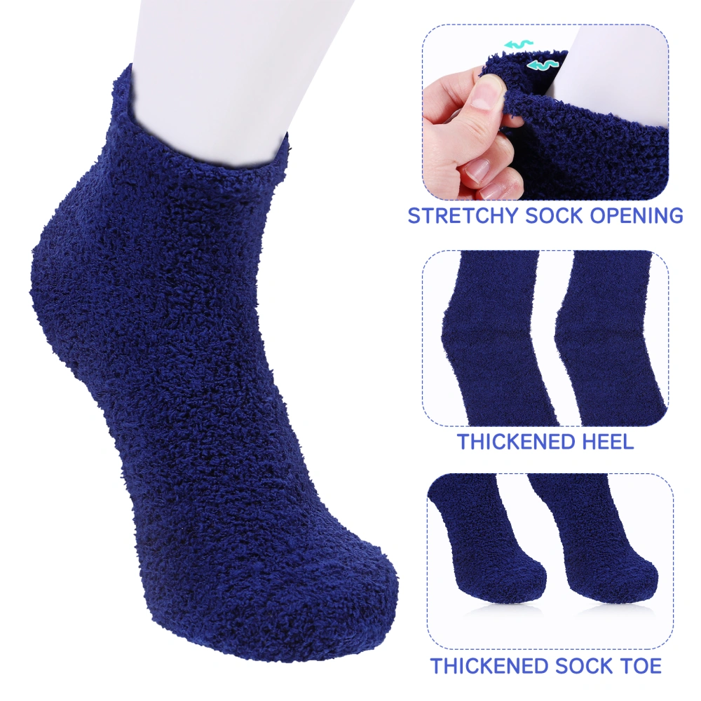 KESYOO  3 Pairs Solid Color Men Socks Fluffy Slipper Socks Fuzzy Thicken Warm Socks Coral Fleece Sleeping Stocking for Winter Free Size (Blue)