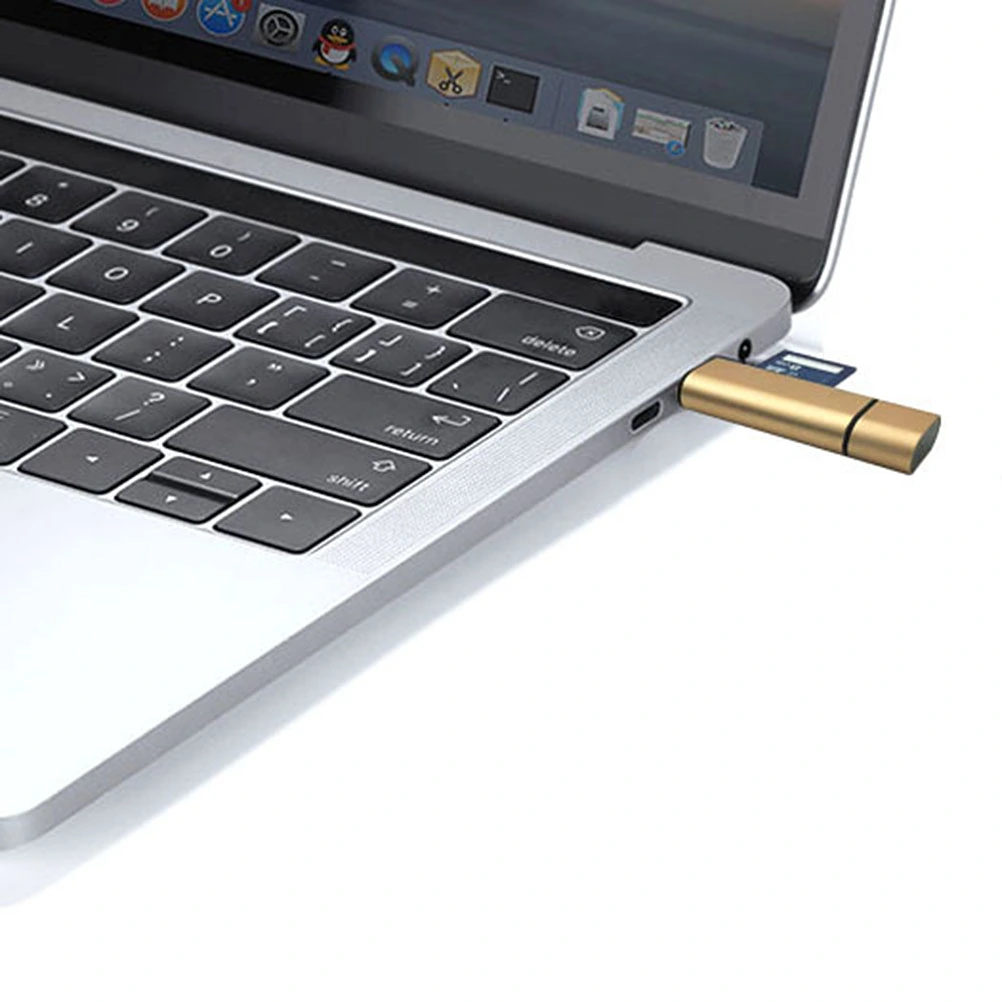 Two-way USB Type-C Micro USB Reader Universal TF SD Memory OTG Reader for Phone (Golden)