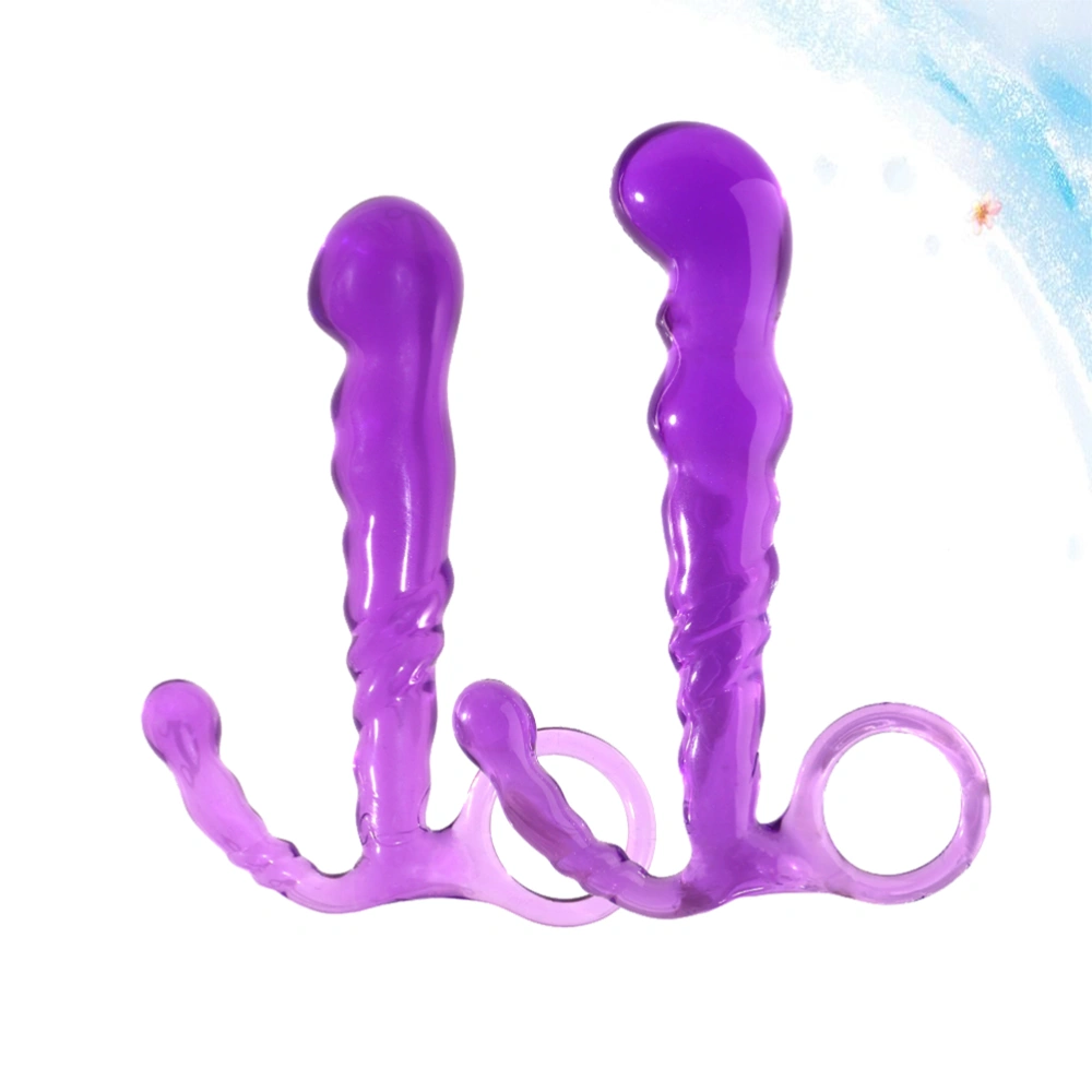 2pcs Beading Butt Plug Anal Waterproof Dildo Plug Anal Trainer Toy Anal Hollow Prostate Massager (Purple Big Size, Small Size)