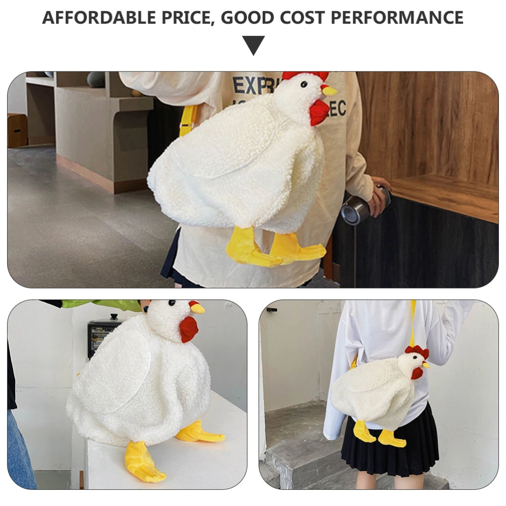 1pc Adorable Lady Chicken Cross Body Bag Funny Rooster Girls Plush Shoulder Bag