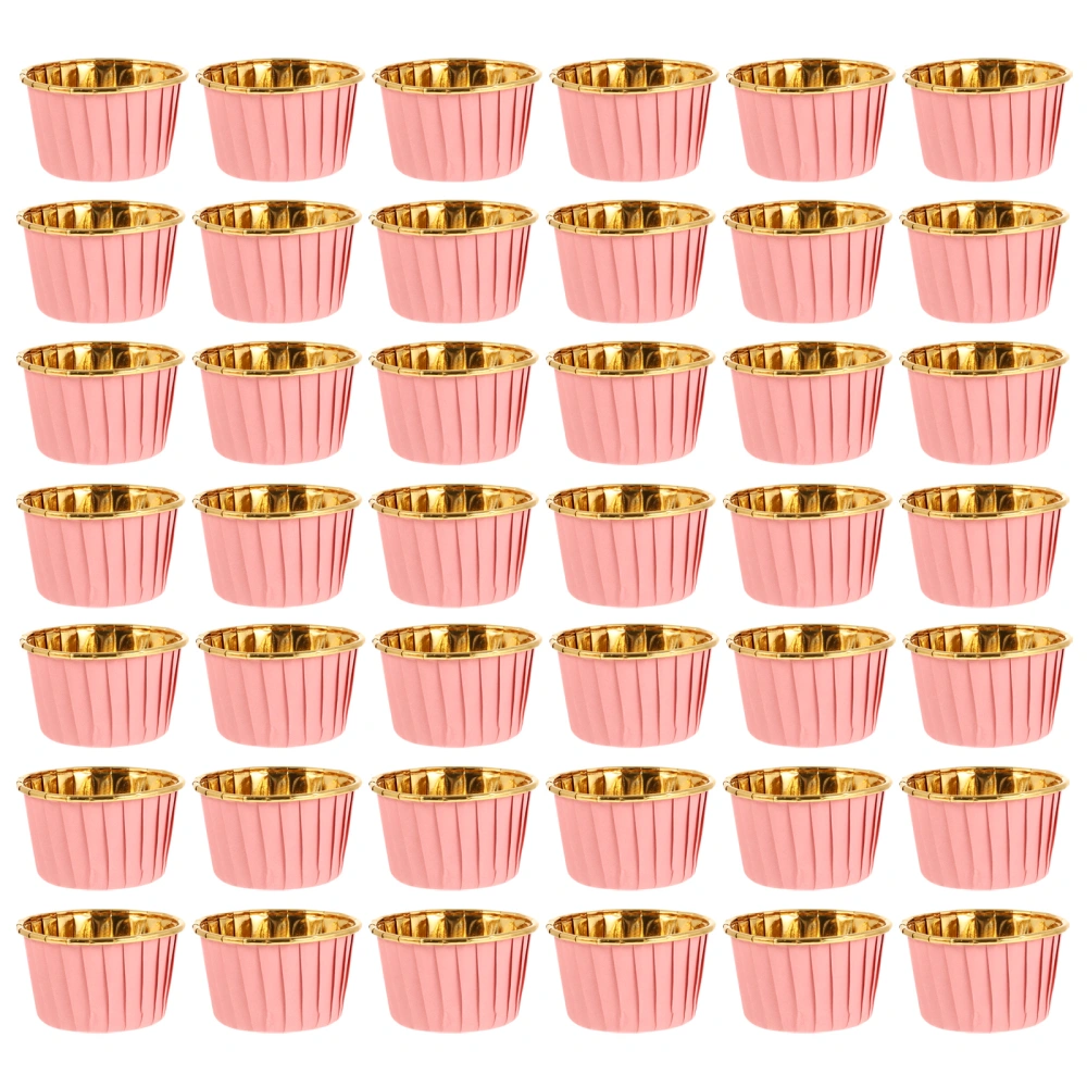 100pcs Disposable Curled Cake Cups Heat-resistat Muffin Cup Baking Cupcake Wrappers (Pink and Golden)