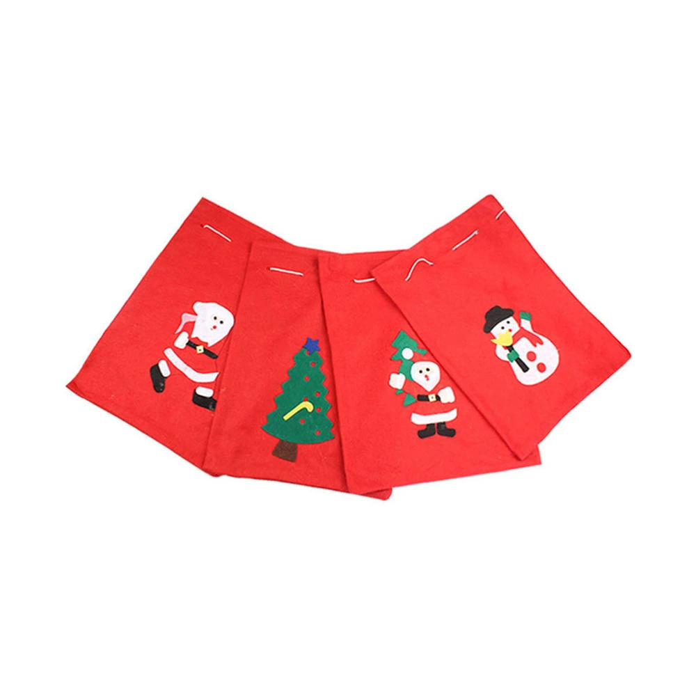 30x40cm Christmas Costumes Fabric Santa Claus Gift Sack with Cord Drawstring Candy Bags Treat Goodie Bag Sweet Candy Xmas Stocking Stuffers Handbag (Random Style)