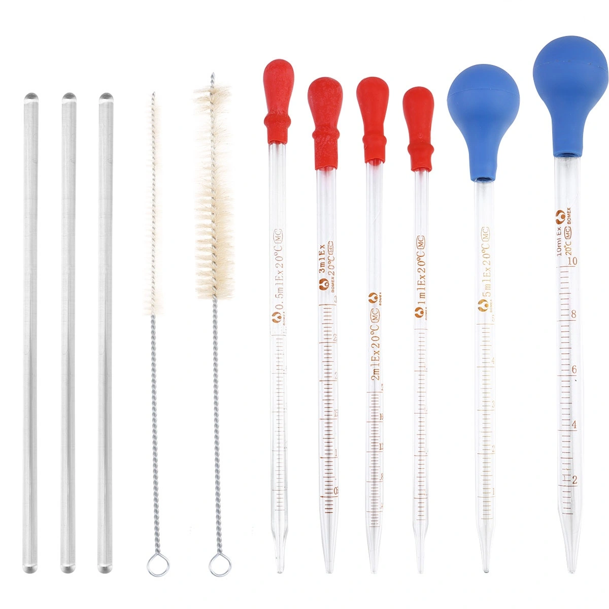 11PCS Glass Liquid Droppers Rubber Pipette Dropper Essential Oils Dropper Scale Glass Tube for School Home Store (Assorted Color)