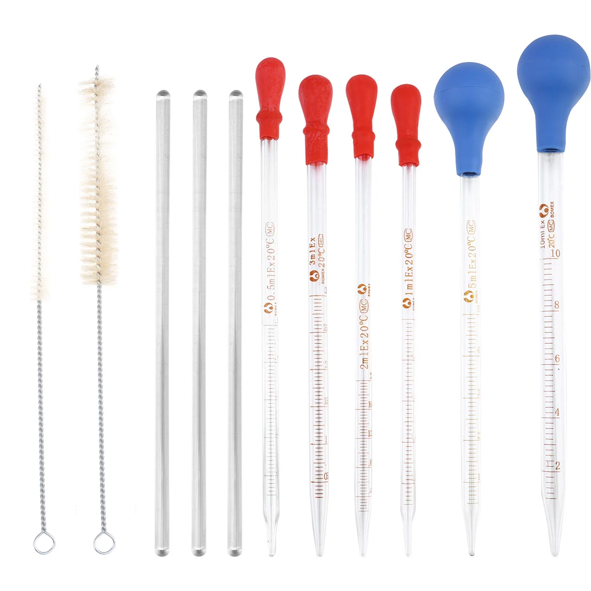11PCS Glass Liquid Droppers Rubber Pipette Dropper Essential Oils Dropper Scale Glass Tube for School Home Store (Assorted Color)