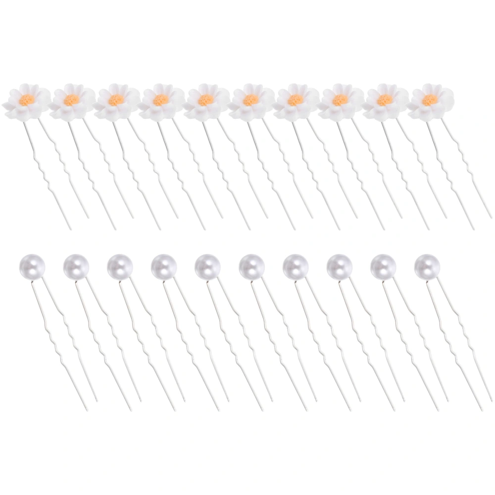 40Pcs Flower Hair Fork Wedding Bridal Hair Chopstick U-Shaped Hair Chignon Pin